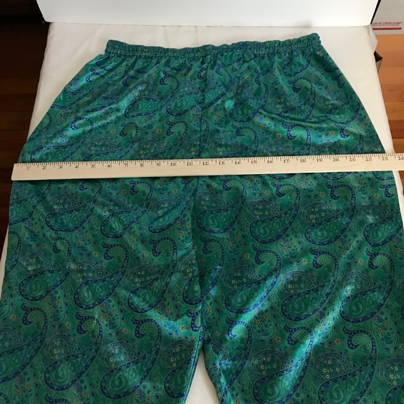 CACIQUE LINGERIE Satin Paisley Pajamas Green 2 Piece Sleep Set Womens Size Large - Picture 15 of 16